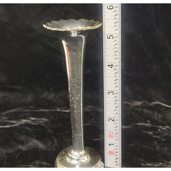 Vintage Silver-Plated Trumpet Bud Vase - Picture 7 of 16